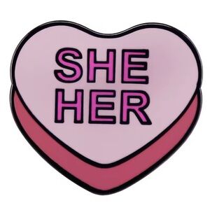 Pink Heart She/Her Pronouns Enamel Pin